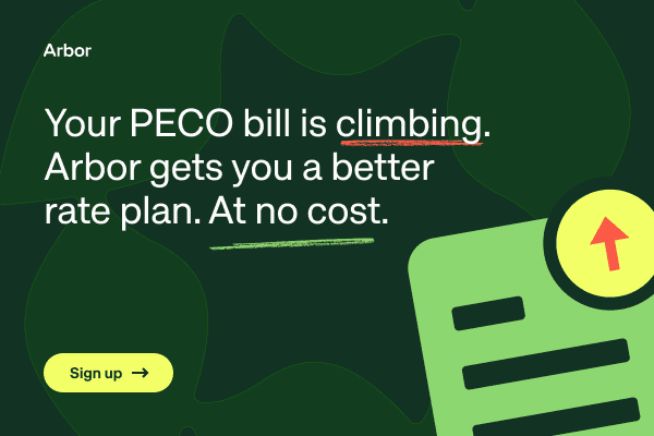 Display ad for Arbor. Promoting lower cost plans than PECO.